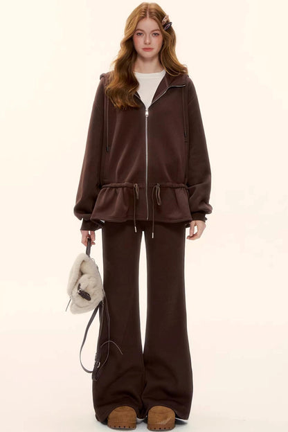 Fleece-Lined Flared Casual Pants