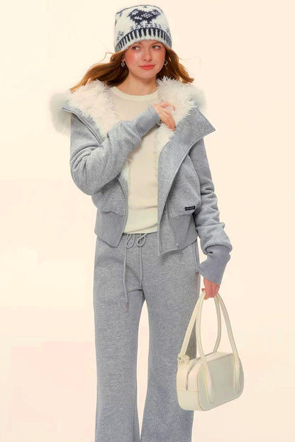 Retro Fleece Hooded Jacket Set-Up