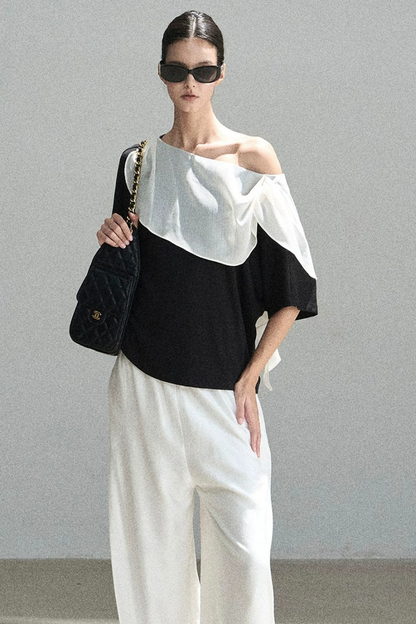 Black and White Off-Shoulder Top