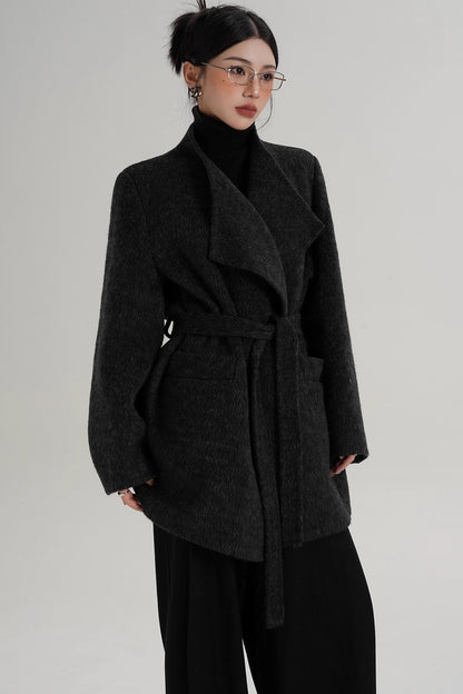 Charcoal Black Wool Coat