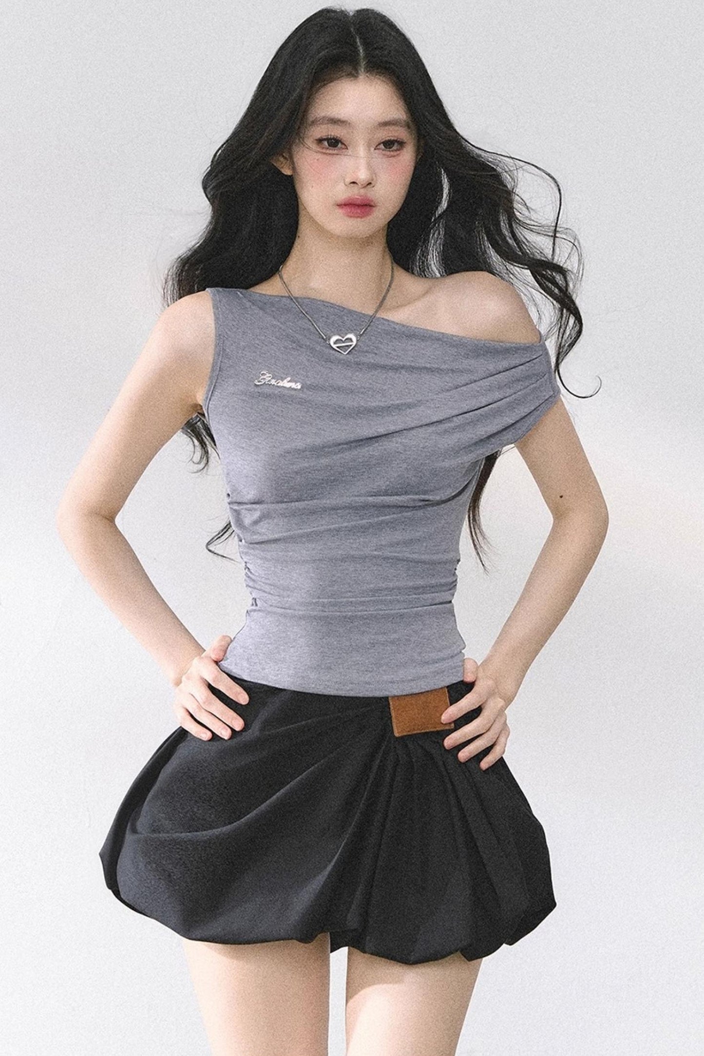 Shoulder-Baring Slim Crop T-Shirt