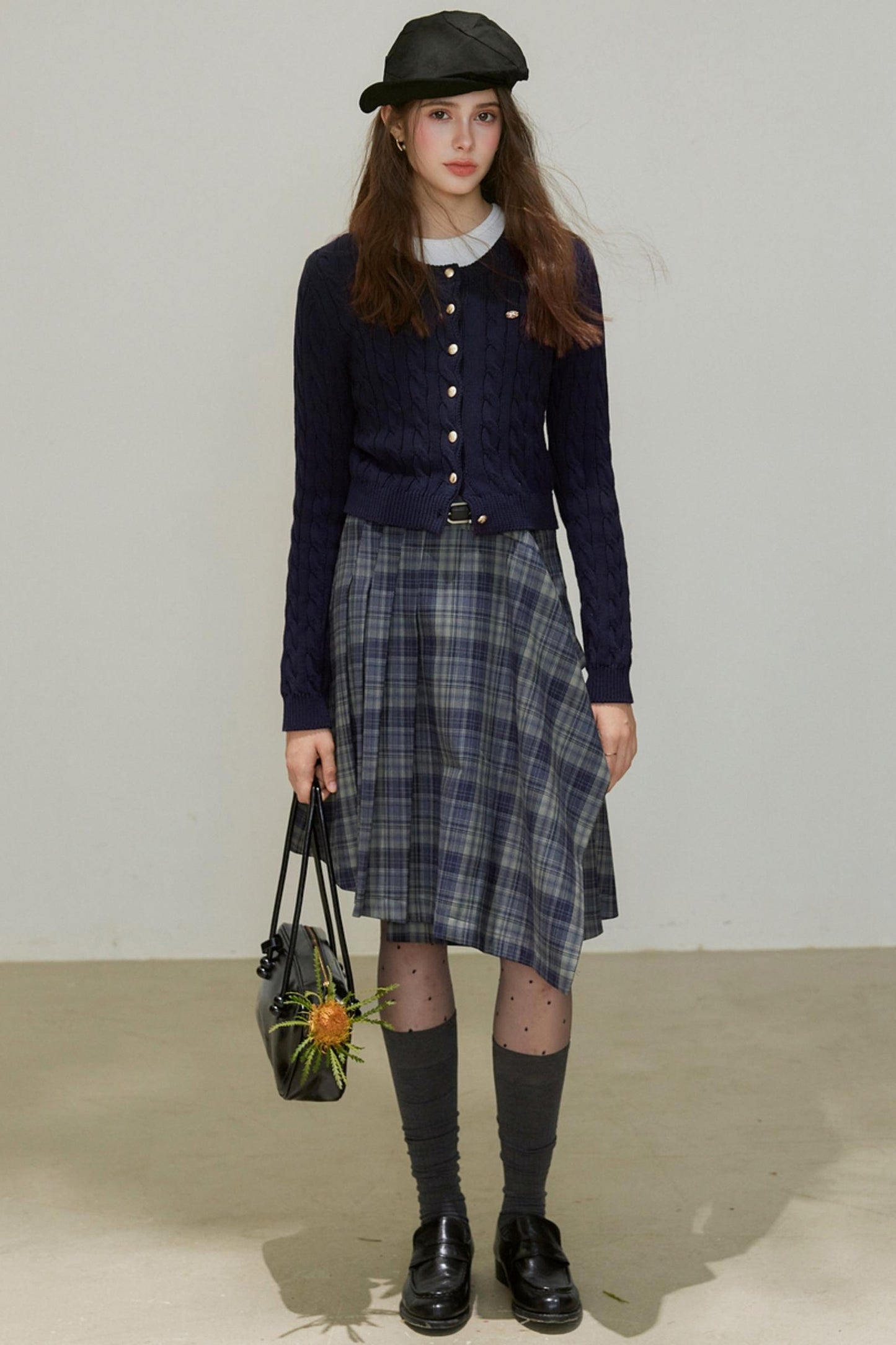 Crew-Neck Knitted Cardigan