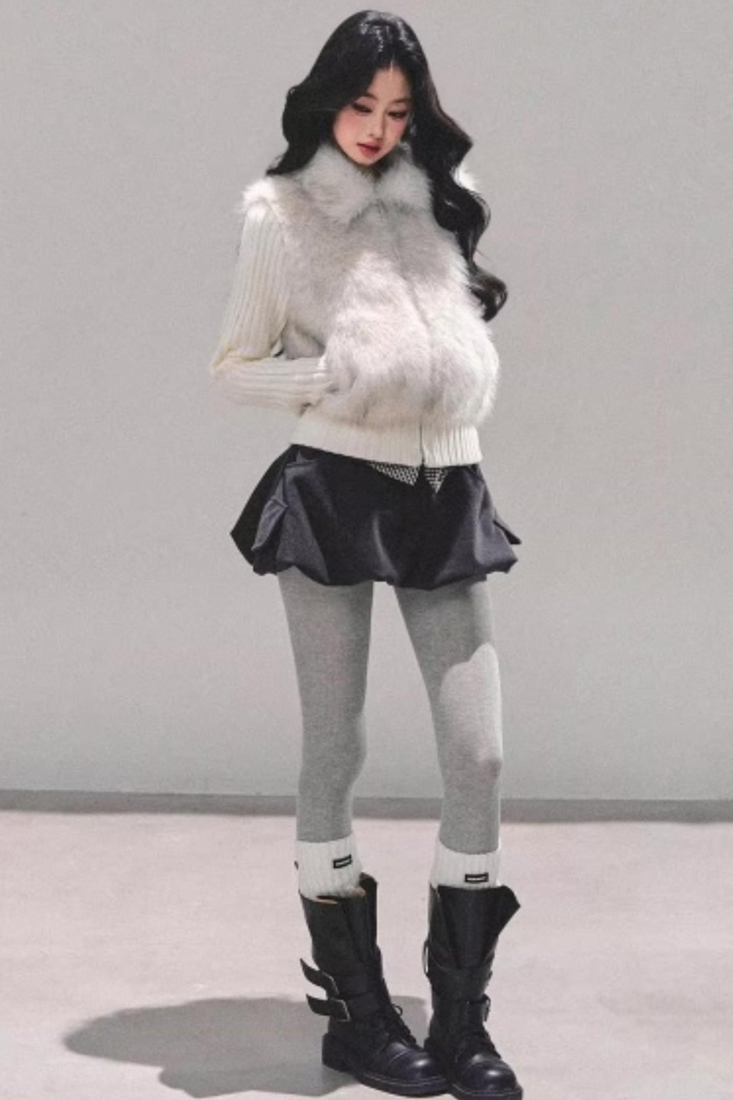 Faux Fur Leopard Knit Jacket