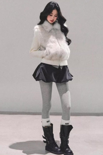 Faux Fur Leopard Knit Jacket