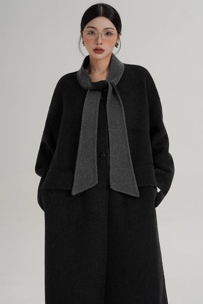 Reversible Contrast Wool Coat