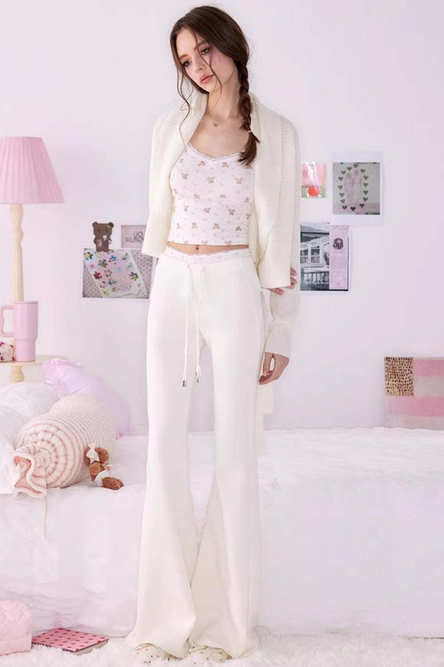 Bear Print Sweater Suspender Set-Up