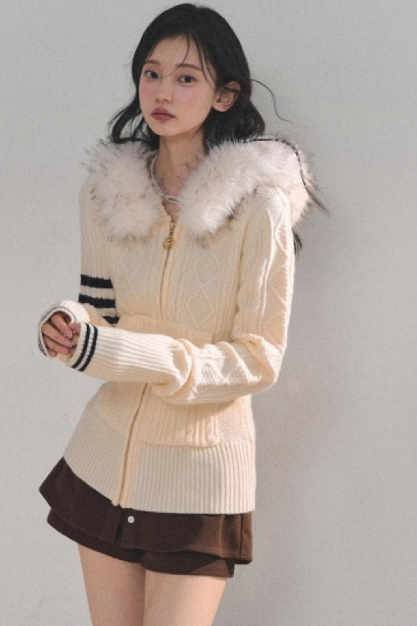 Winter Hooded Knit Sweater