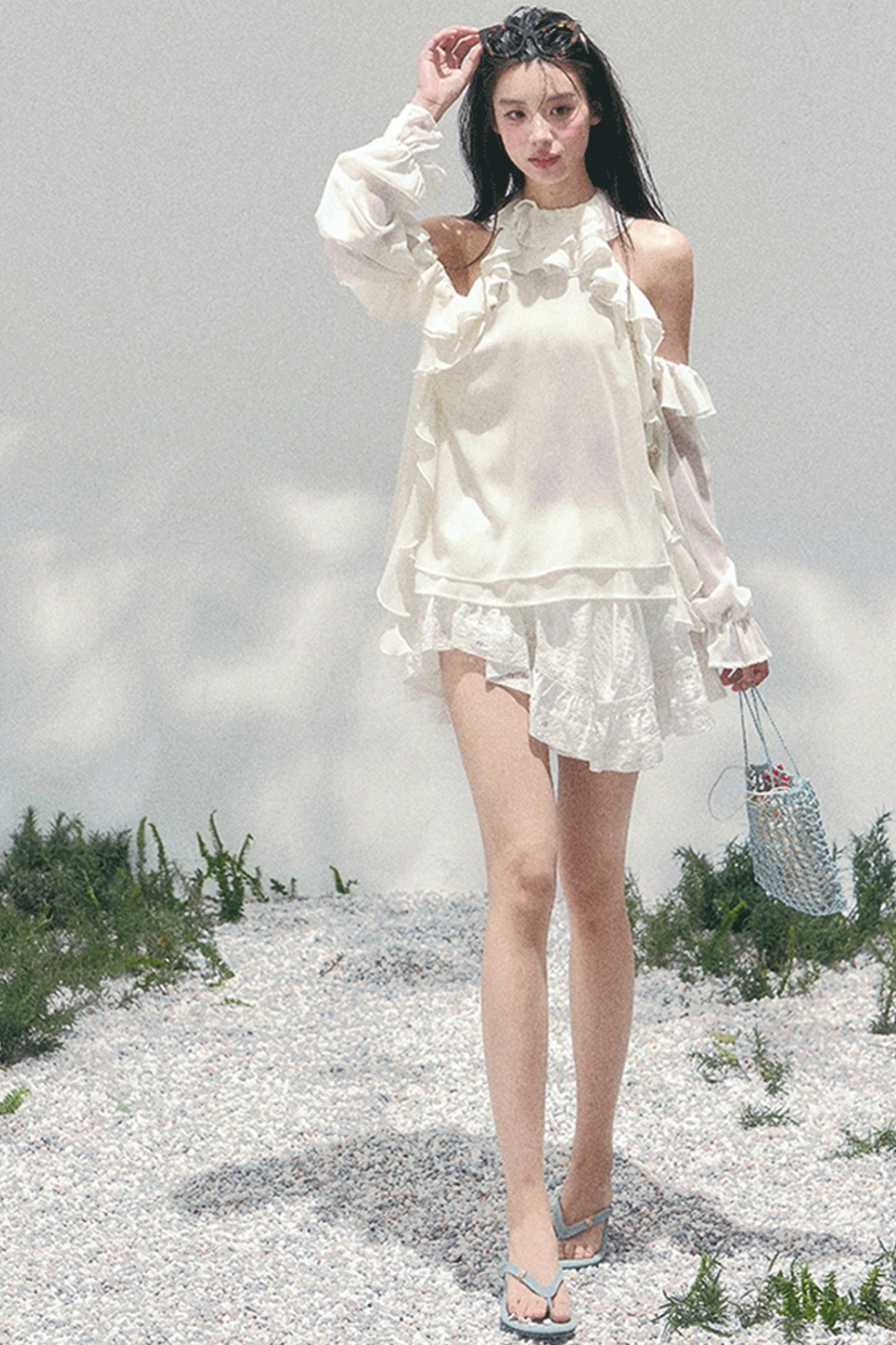 Ruffled Edge Off-Shoulder Top