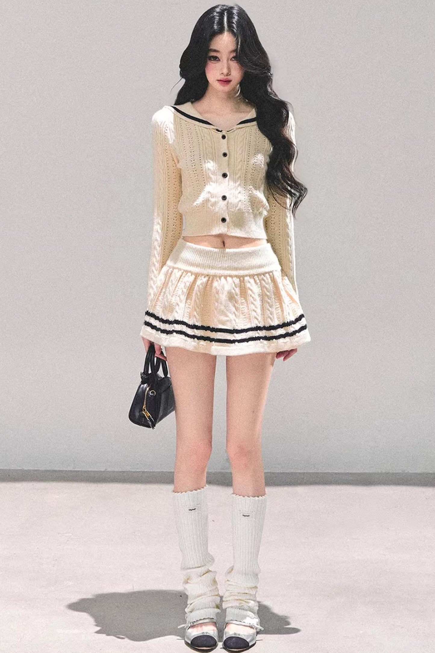 Red Evening Breeze Knitted Sweater Set-Up