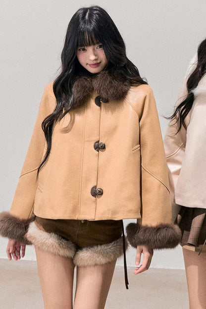 Korean Faux Fur Wide-Leg Pants