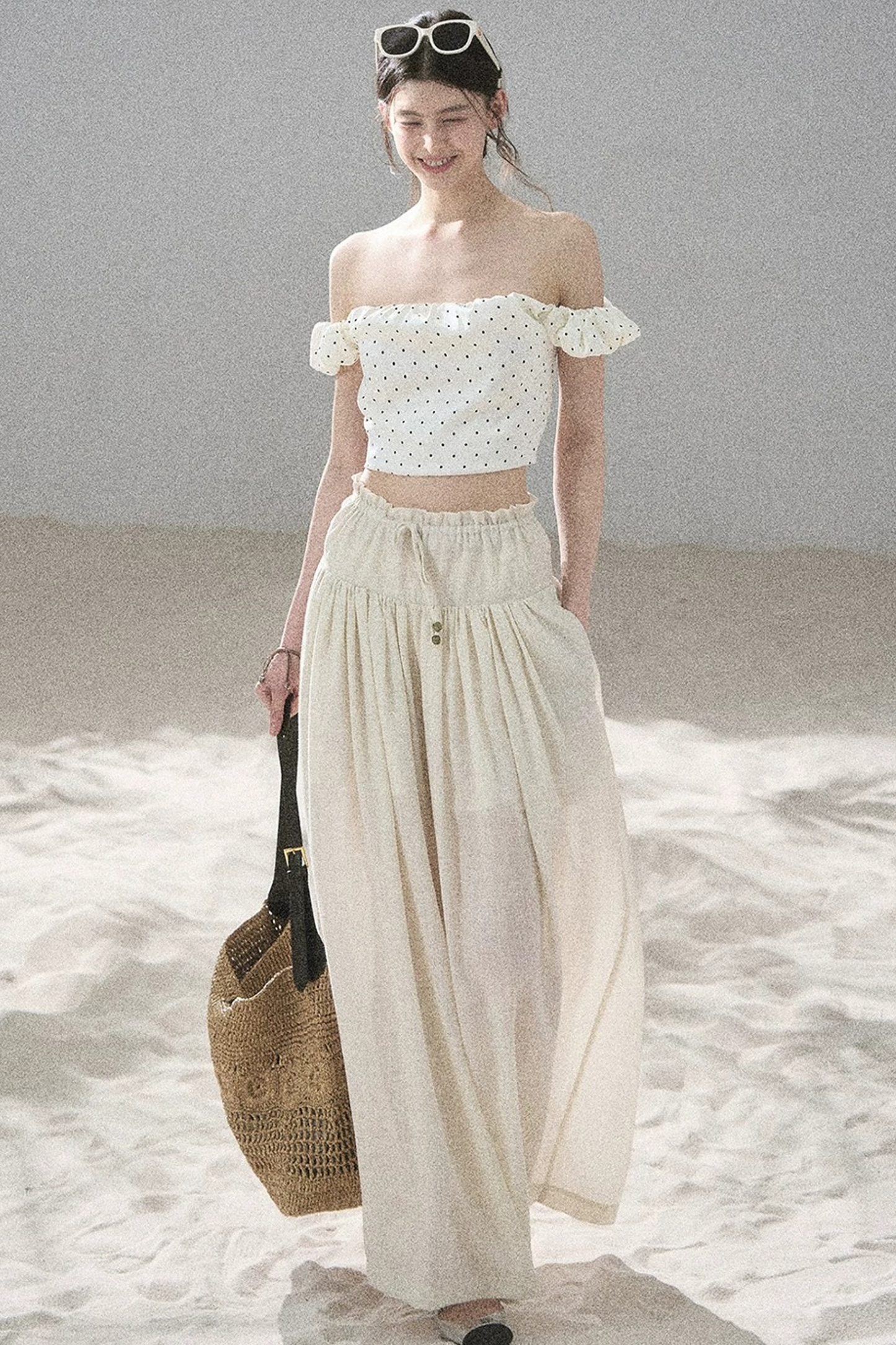 Watercolor Chiffon Wide-Leg Pants