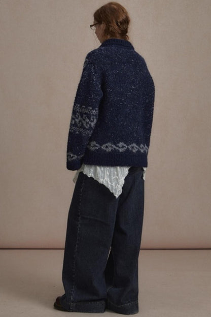 Retro Collegiate Knitted Cardigan