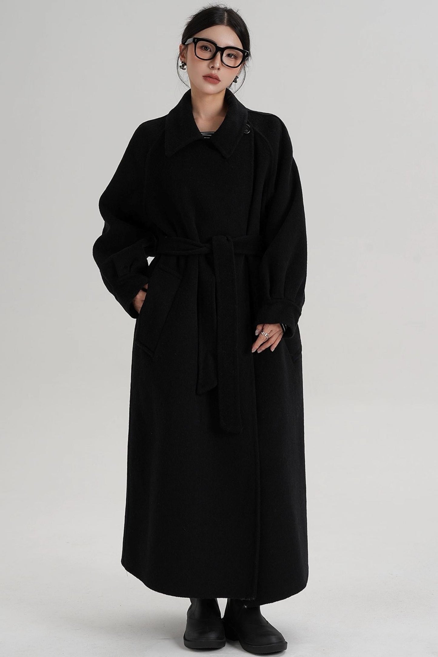 Temperament Back Slit Wool Coat