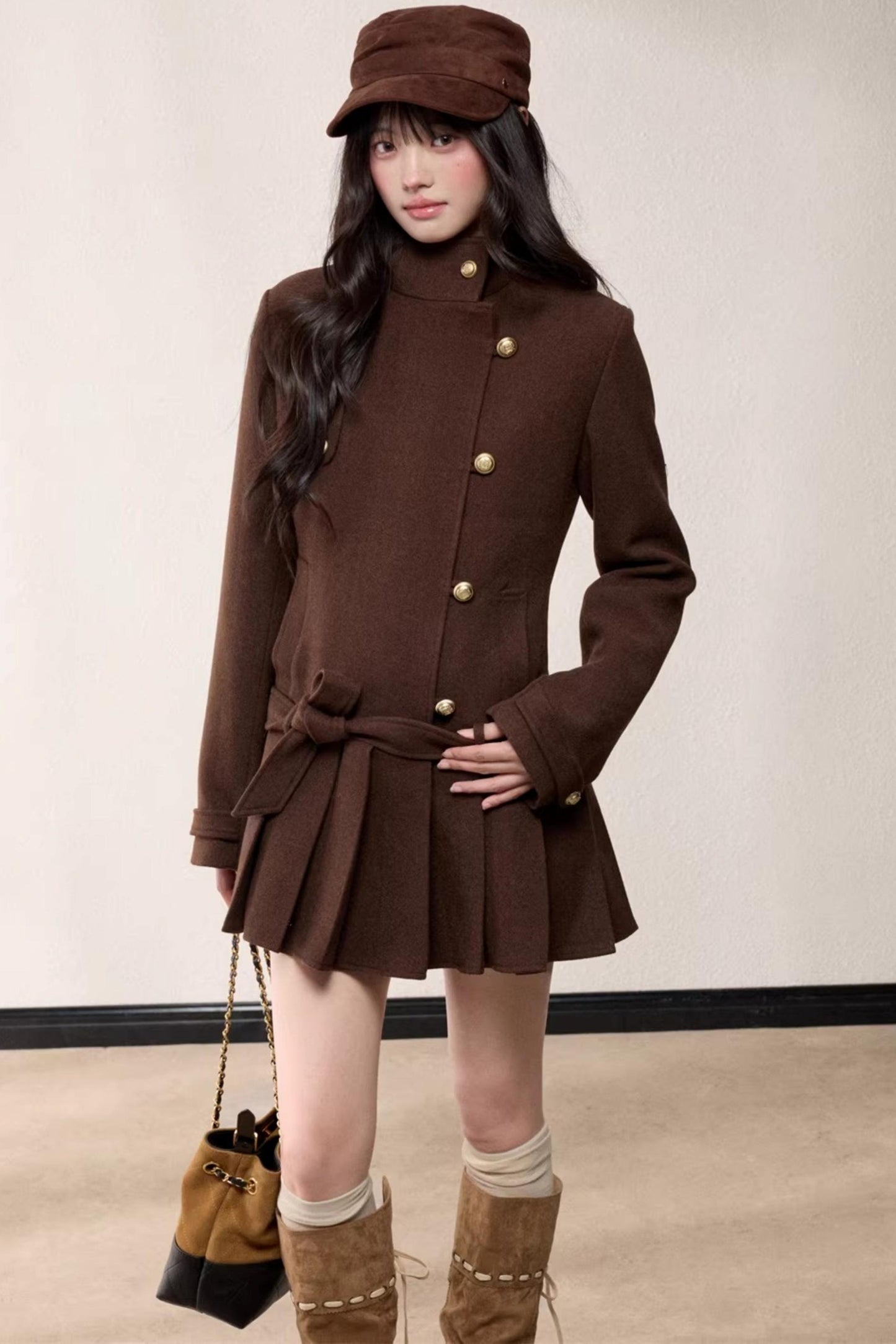 Stand-Up Collar Woolen Coat