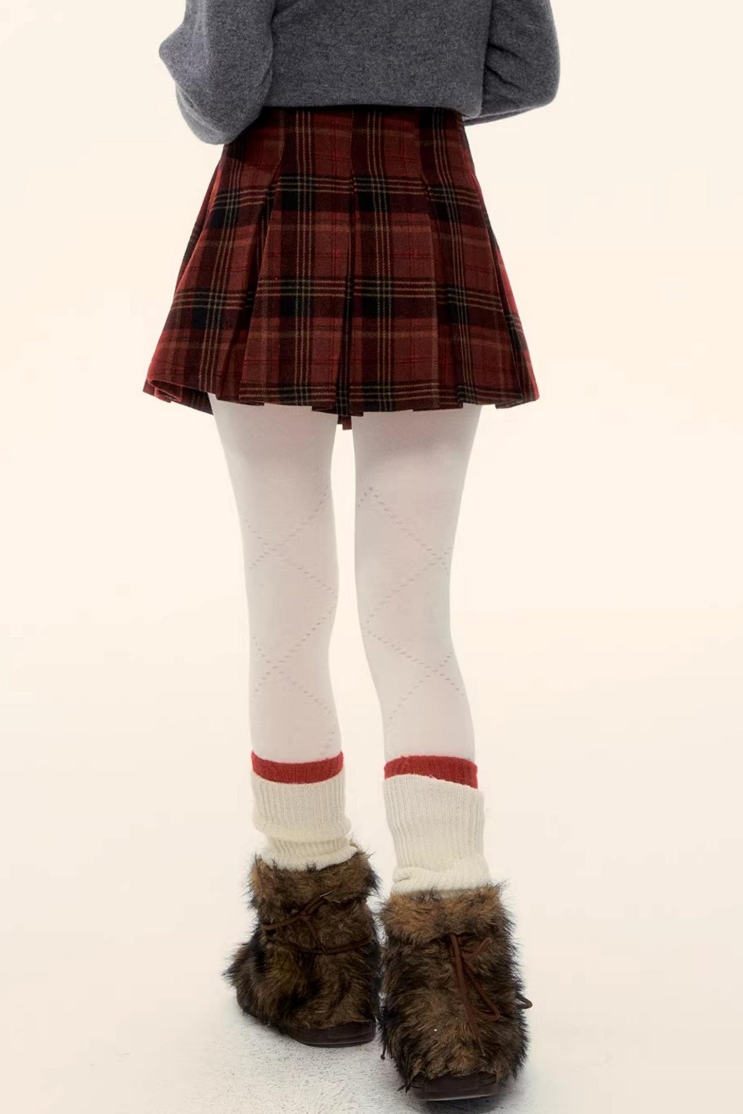 Retro Plaid Wool Skirt