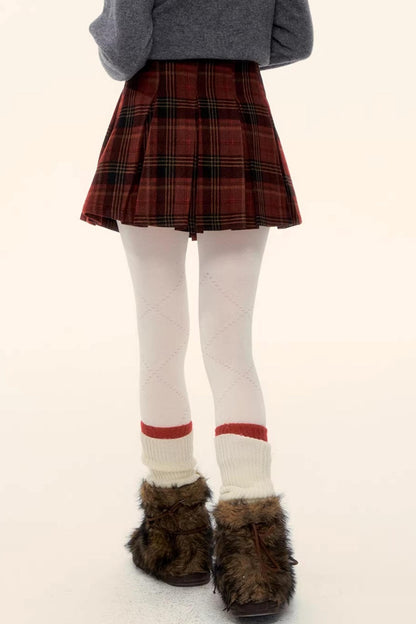 Retro Plaid Wool Skirt