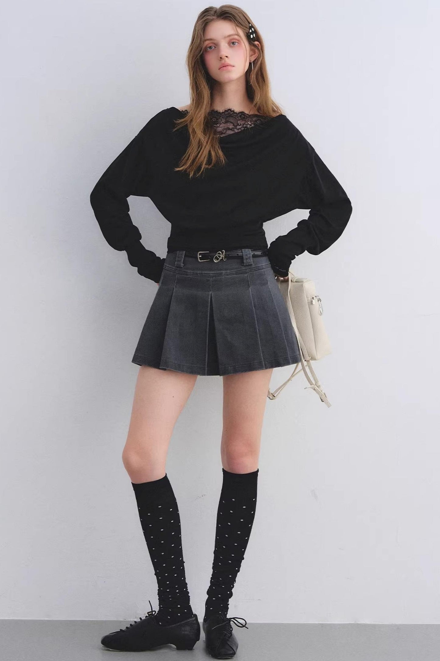 Lace Patchwork Turtleneck Top