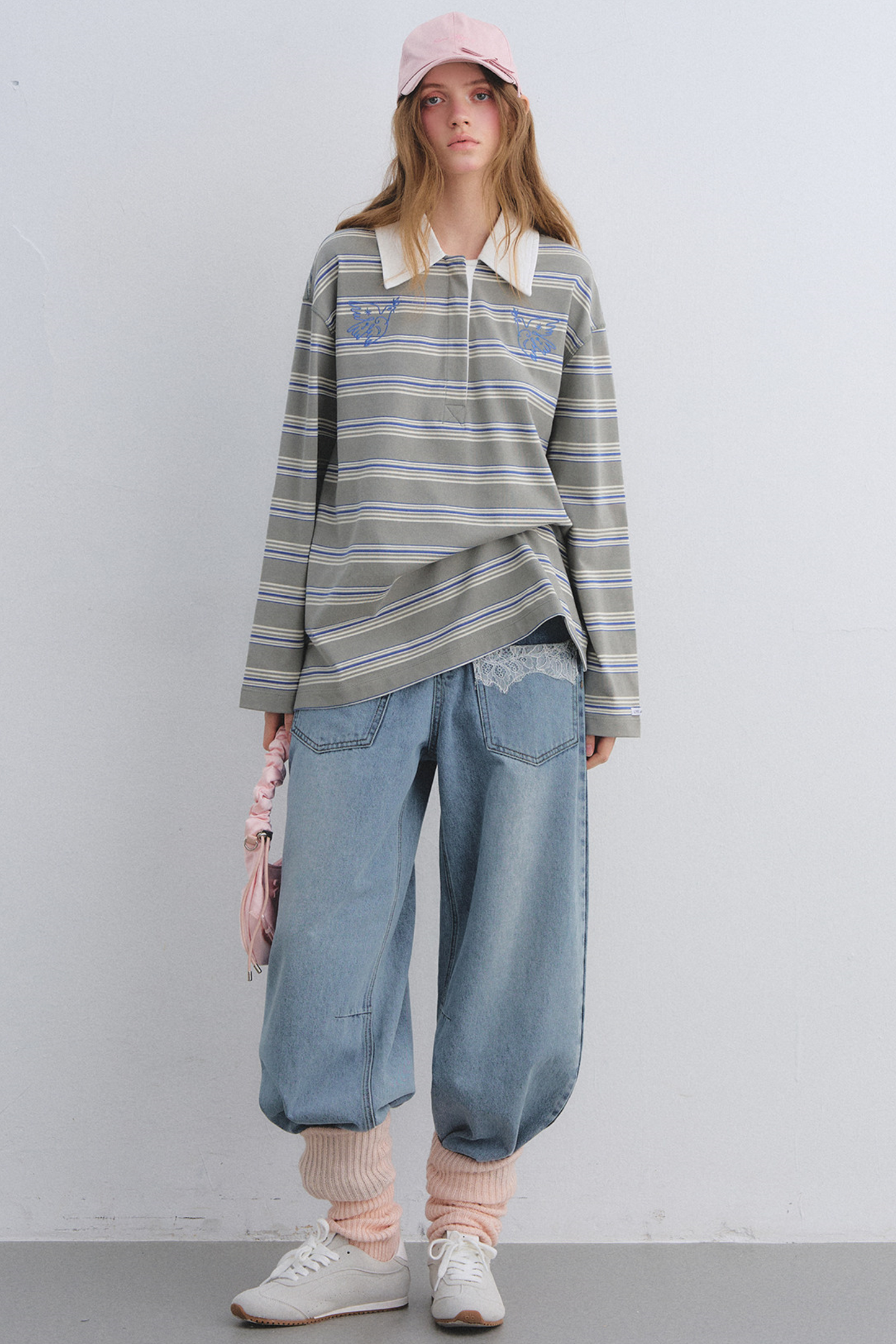 American Patchwork Striped Polo Blouse