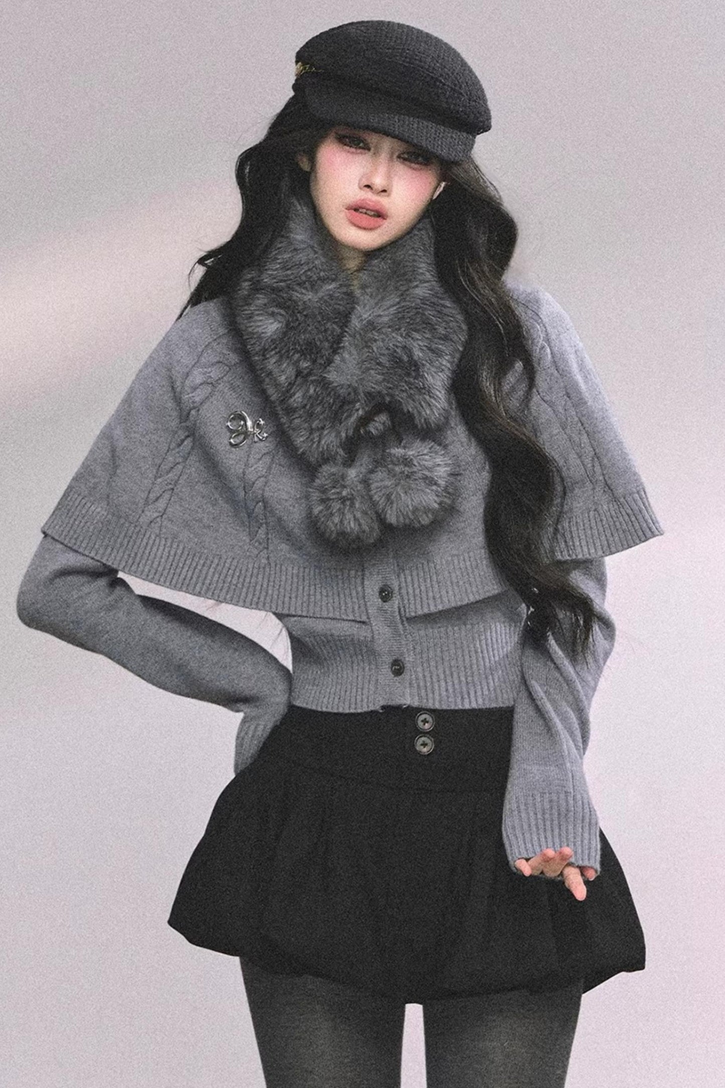 Cable Knit Cape Sweater