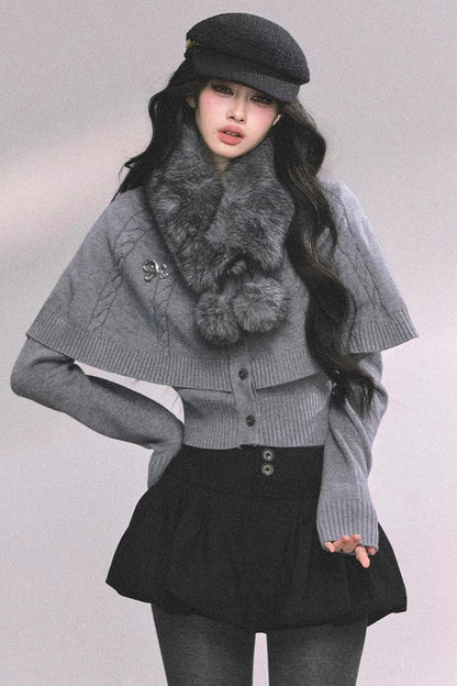 Cable Knit Cape Sweater