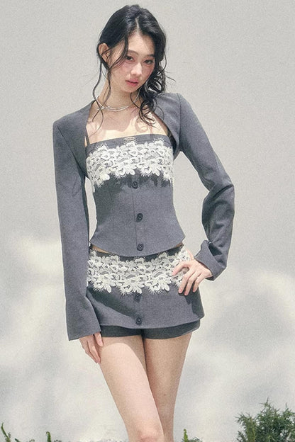 Eye-Catching Lace Spring Vest Set-Up