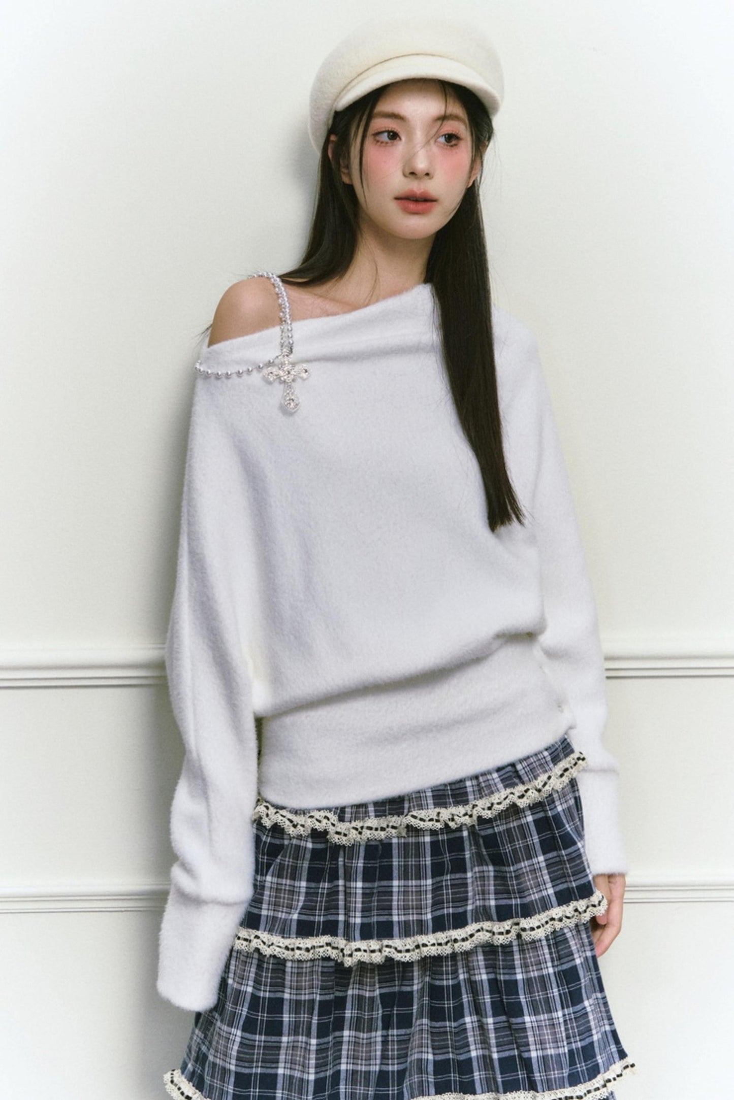 White Foaminck Slouch Sweater