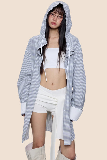 Plaid Hooded Casual Jacket