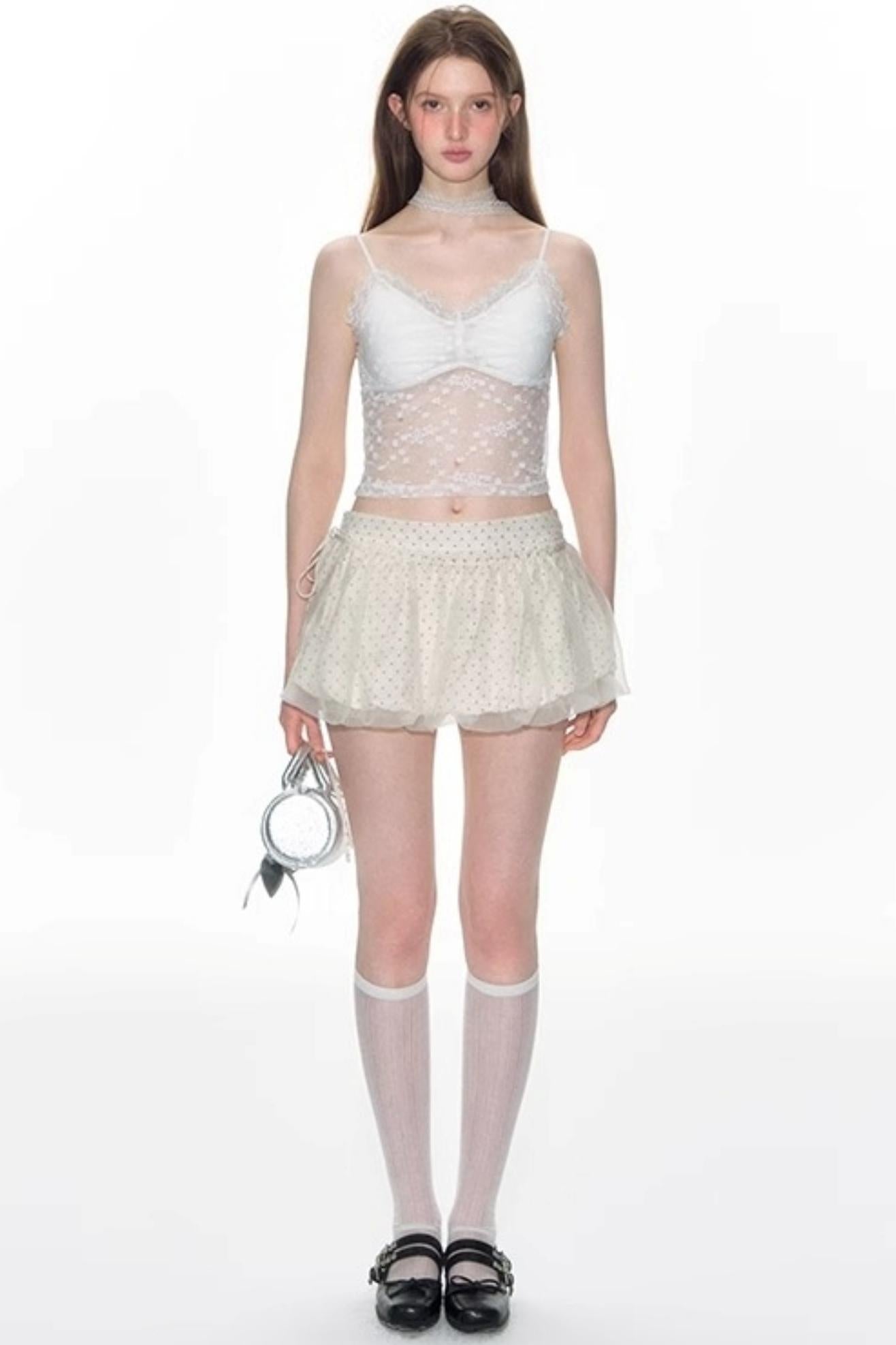 Nap Dot Mesh Culottes Set-Up