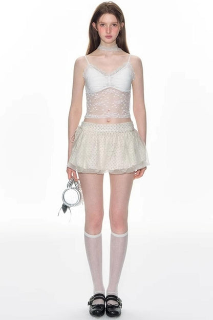 Nap Dot Mesh Culottes Set-Up