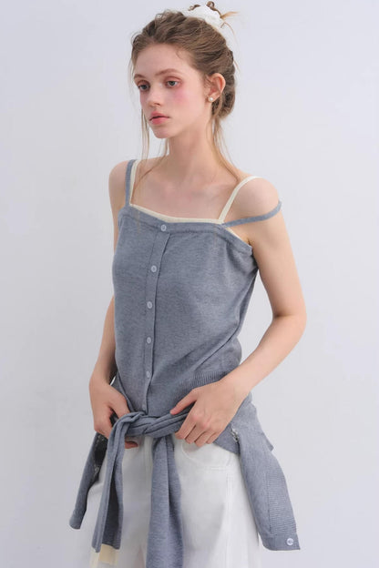 Gray Wool Cardigan Set