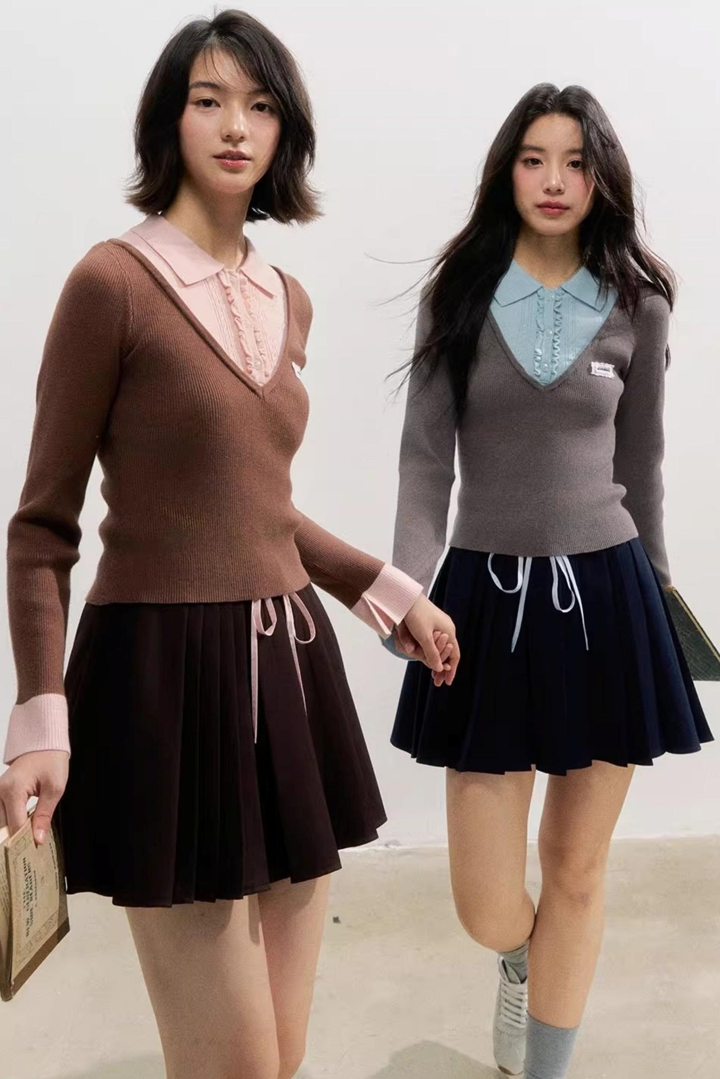 Spliced Collegiate Pleated Skirt