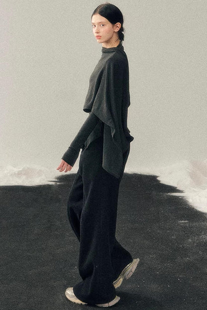 Irregular Waist-Cinching Winter Top