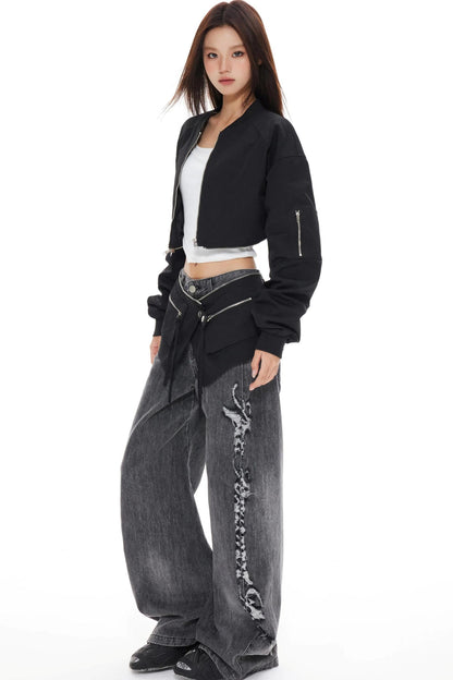 Blue Distressed Denim Pants