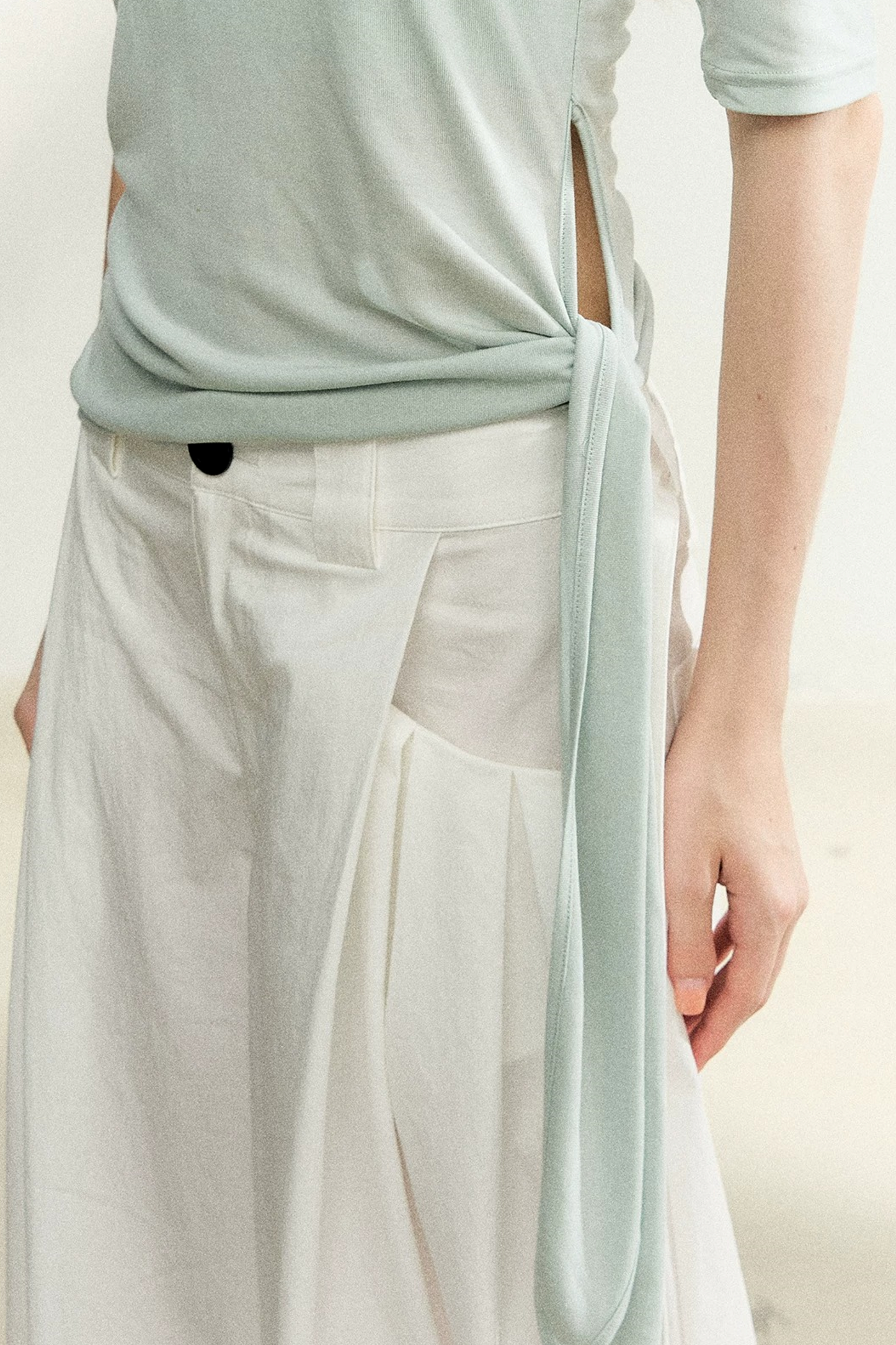 Double-Layer Tie-Waist Top