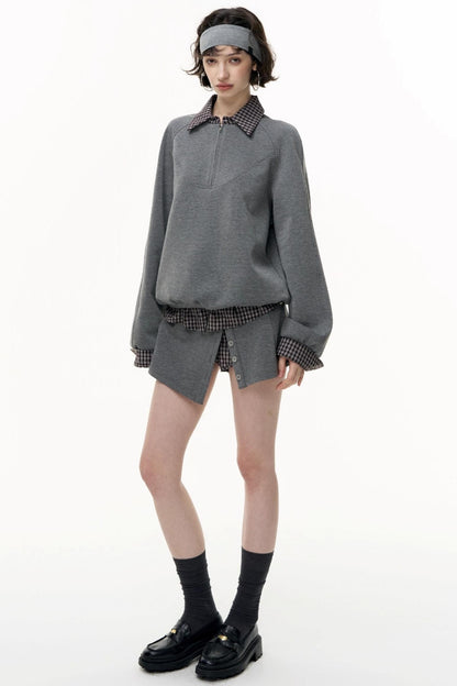 Patchwork Pullover Sweatshirt Set-Up