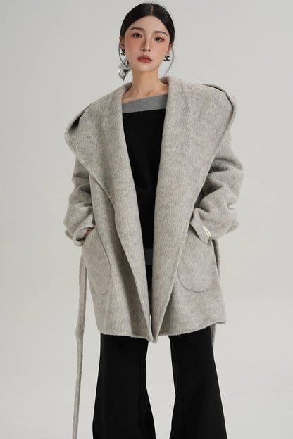 Autumn Hooded Woolen Coat