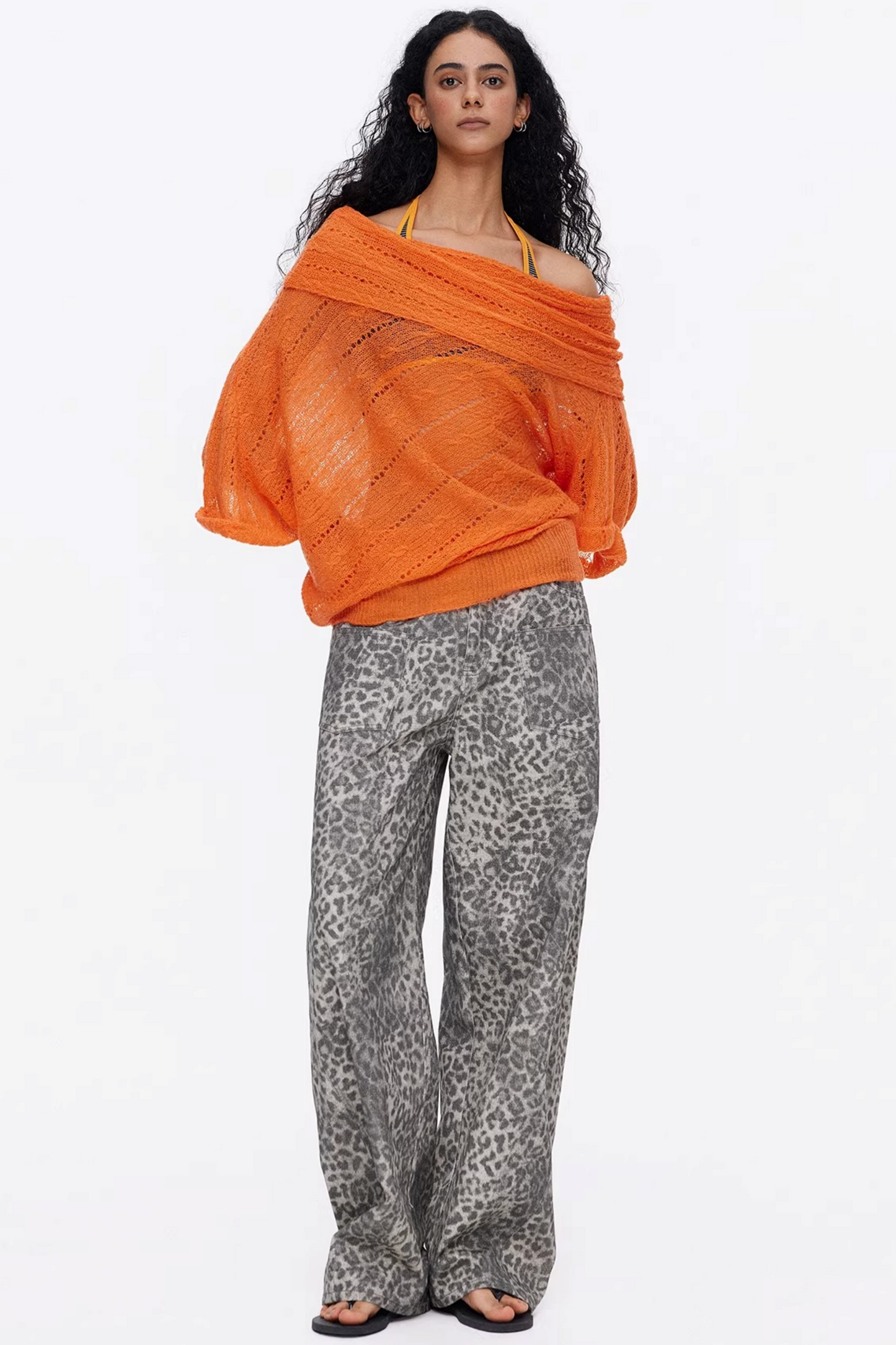 One-Shoulder Hollow Knit Sweater