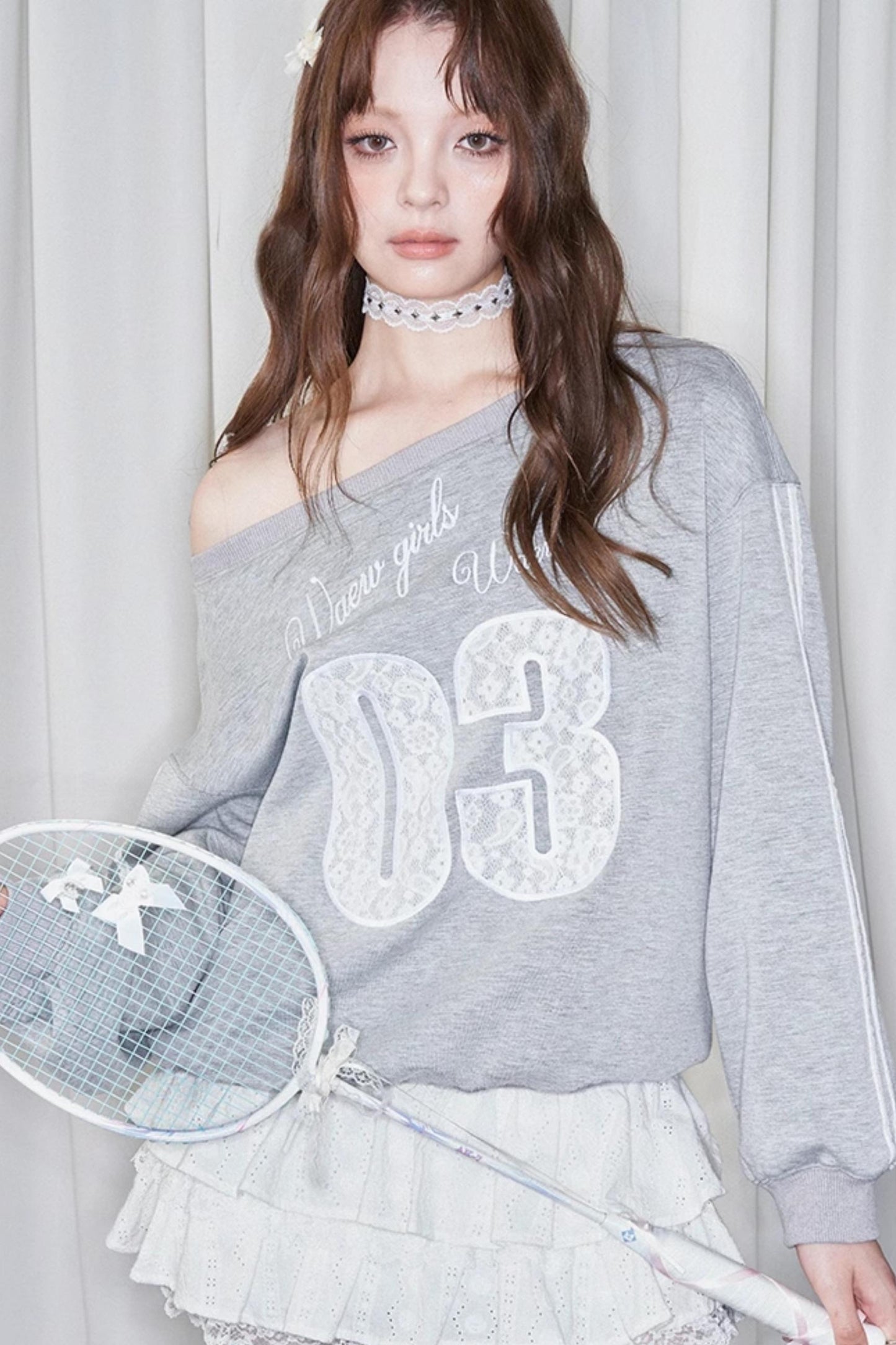 One-Shoulder Slouchy Ballet Sweatshirt