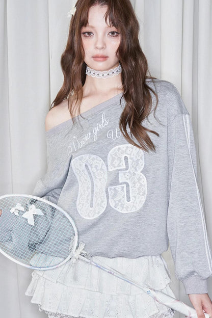 One-Shoulder Slouchy Ballet Sweatshirt