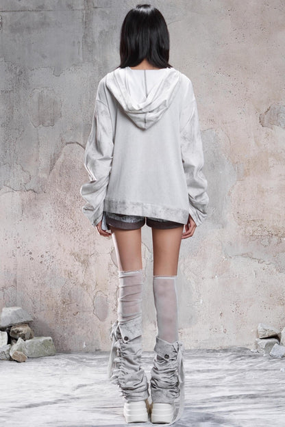 Retro Rivet Hooded Fleece Sweatshirt