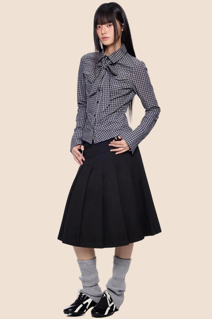 Plaid Retro Lace-Up Shirt