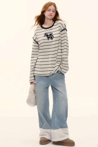 Striped Color-Blocked Crew Sweater