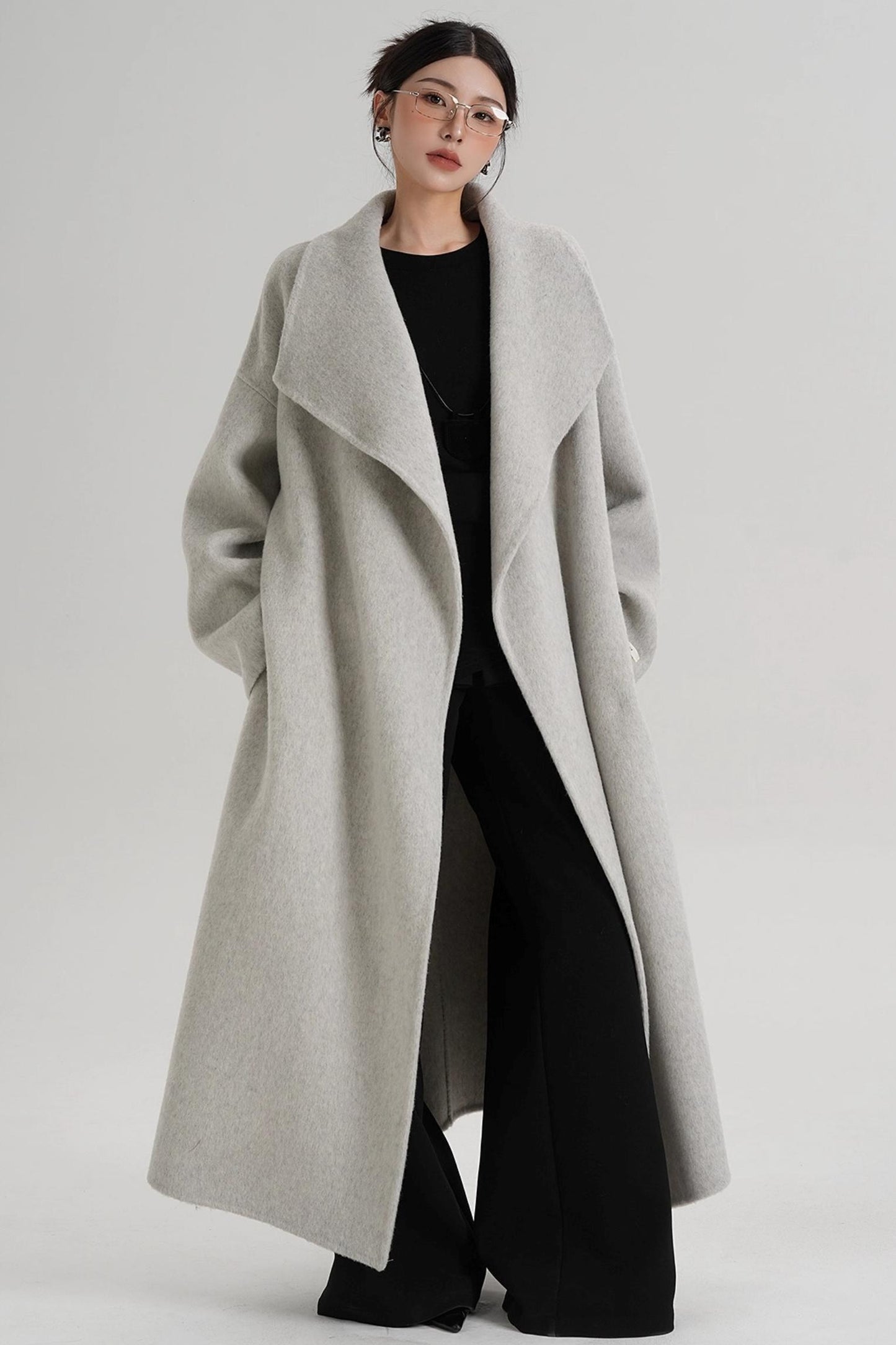 Large Lapel Long Wool Coat