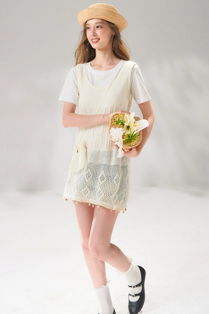 Shell Jacquard Knitted Vest Set