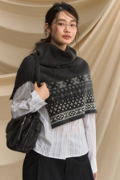 Rime Snow Jacquard Shawl Coat