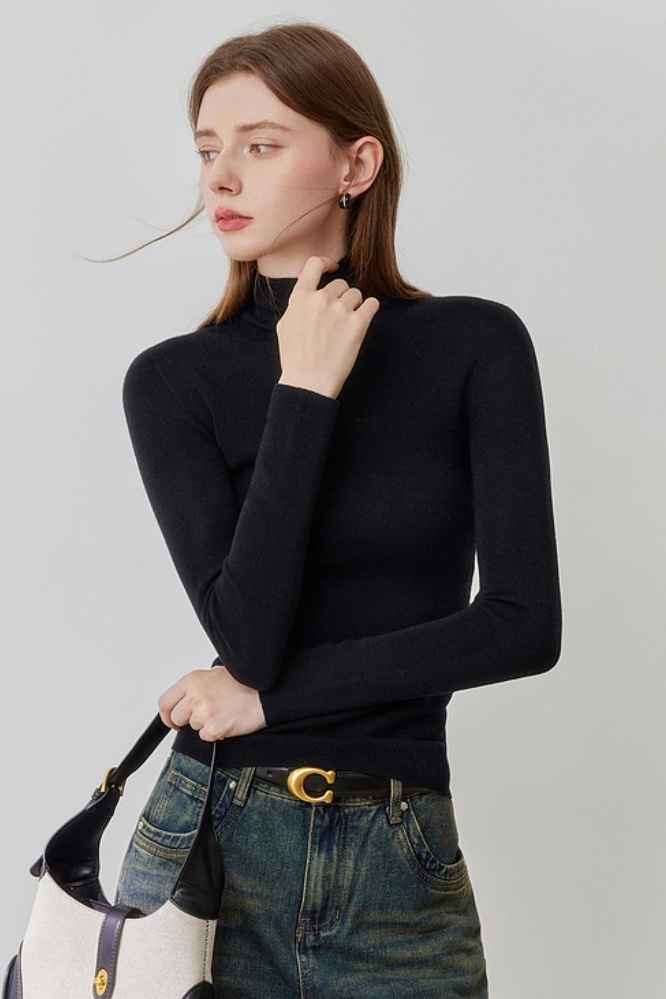 High Neck Knit Base Layer Sweater