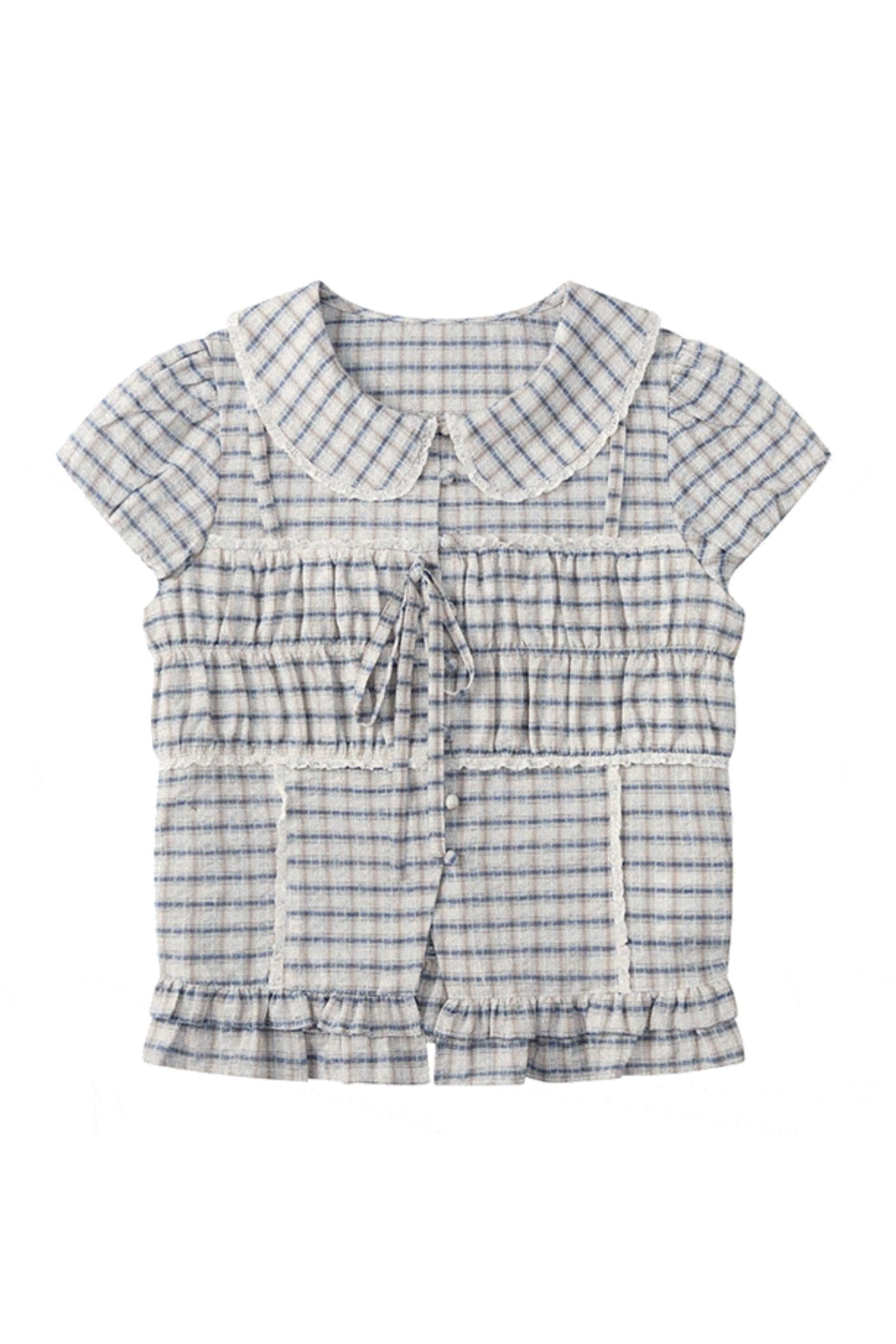 Designer Plaid Doll Collar Shirt