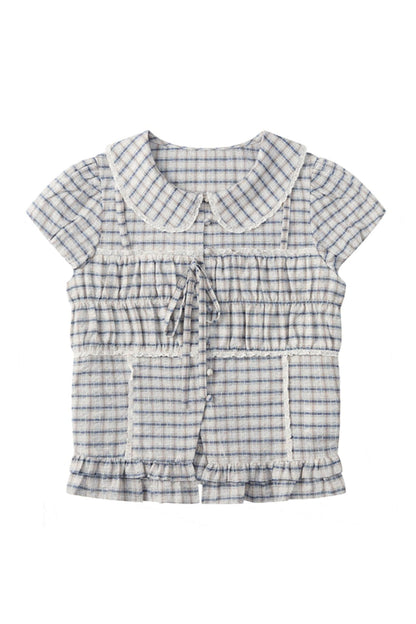 Designer Plaid Doll Collar Shirt