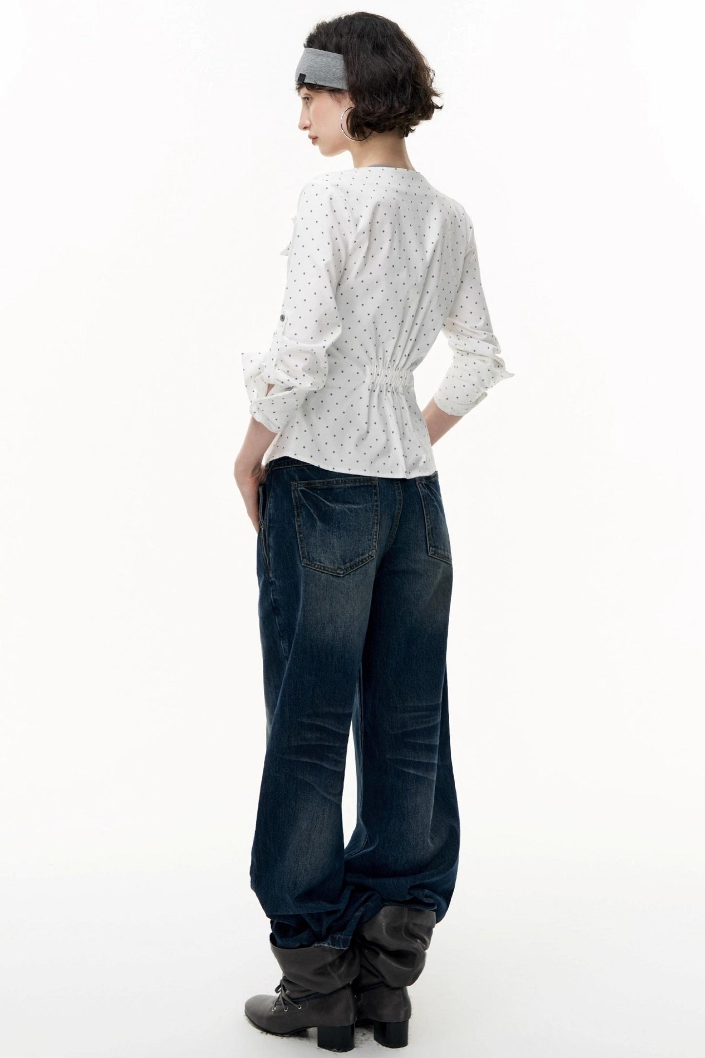 Slimming Retro Polka Dot Shirt