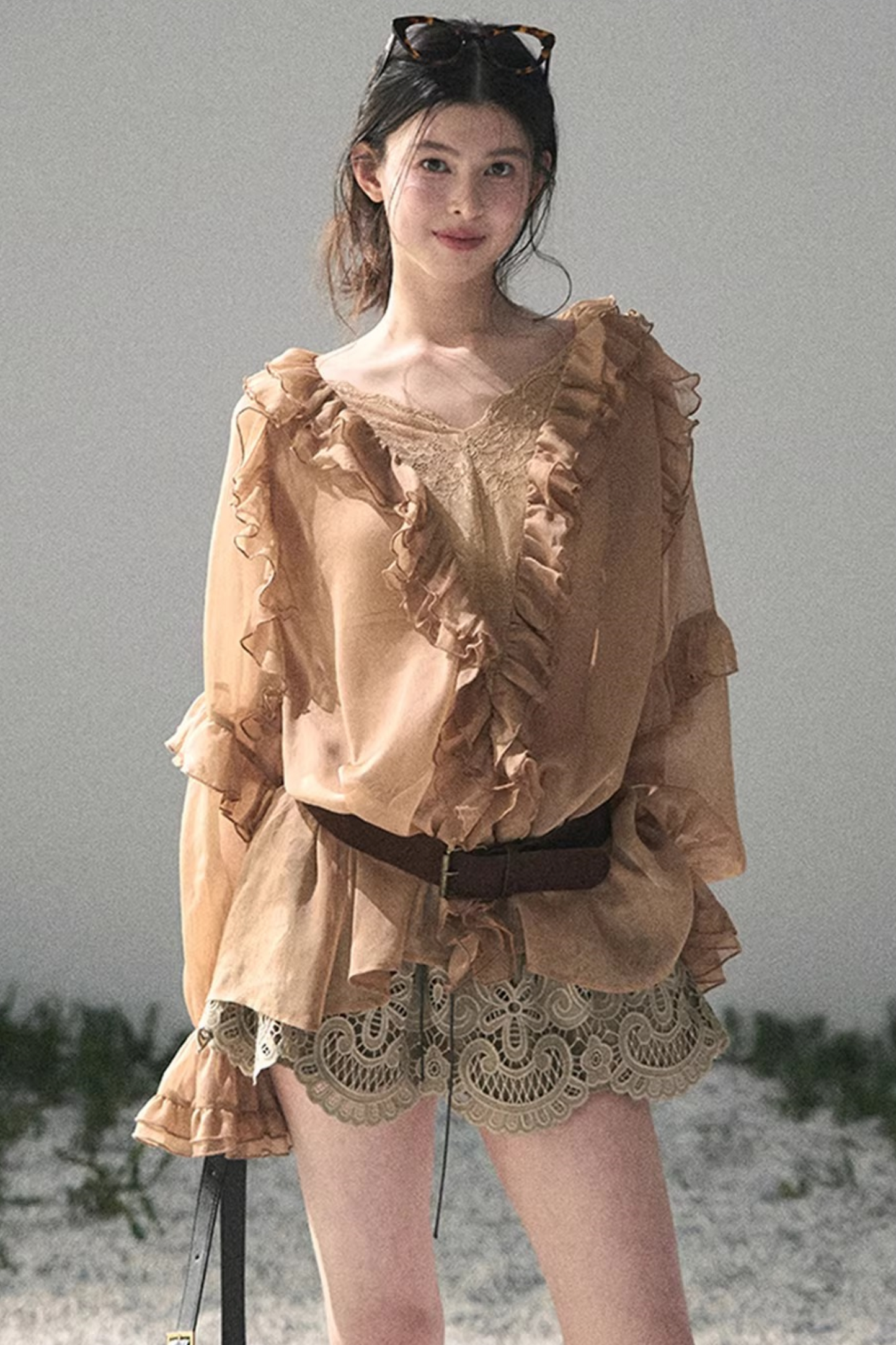 Floral Hollow-Out Puffy Skirt